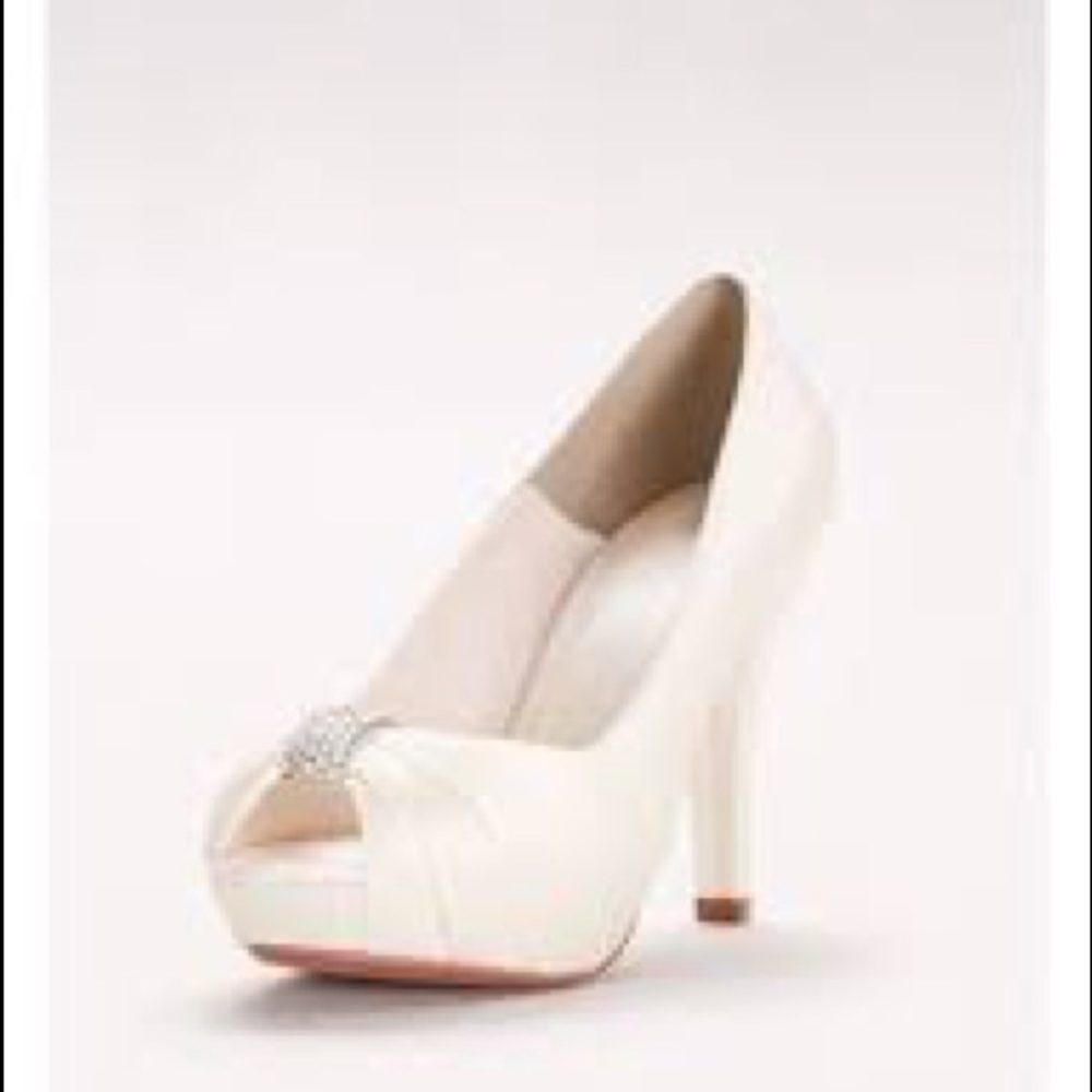 Charmeuse Pleated Peep Toe with Crystal Ornament